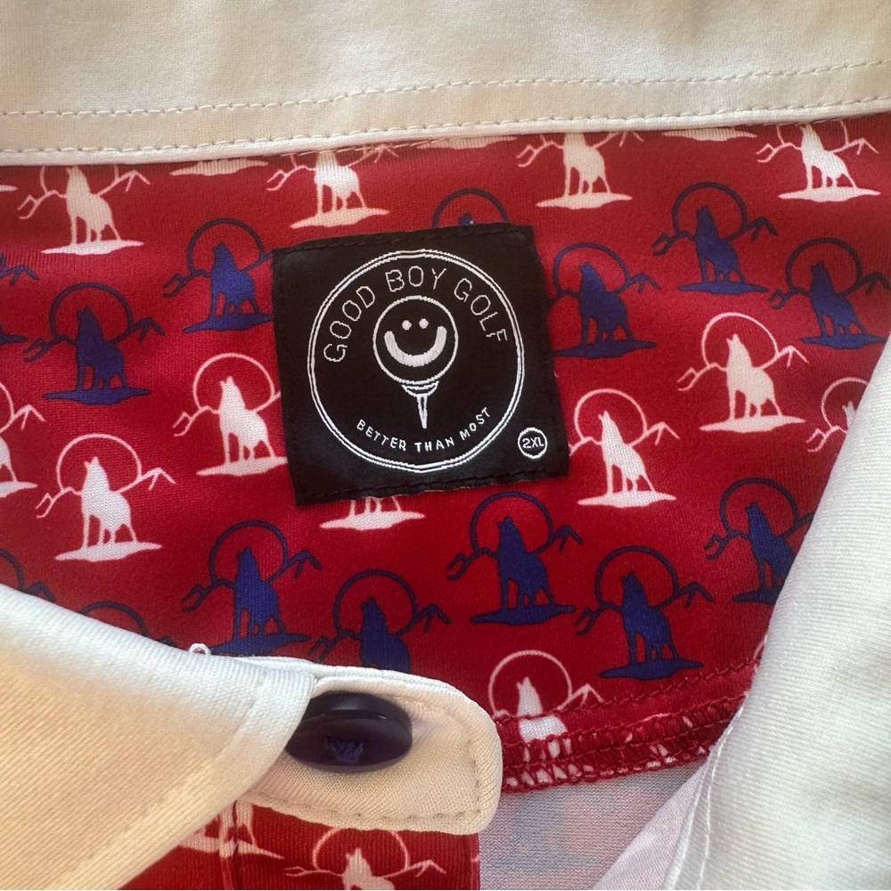 Good Boy Golf Polo Shirt Mens 2XL XXL Red Wolf Performance Athletic Preppy - Picture 5 of 14